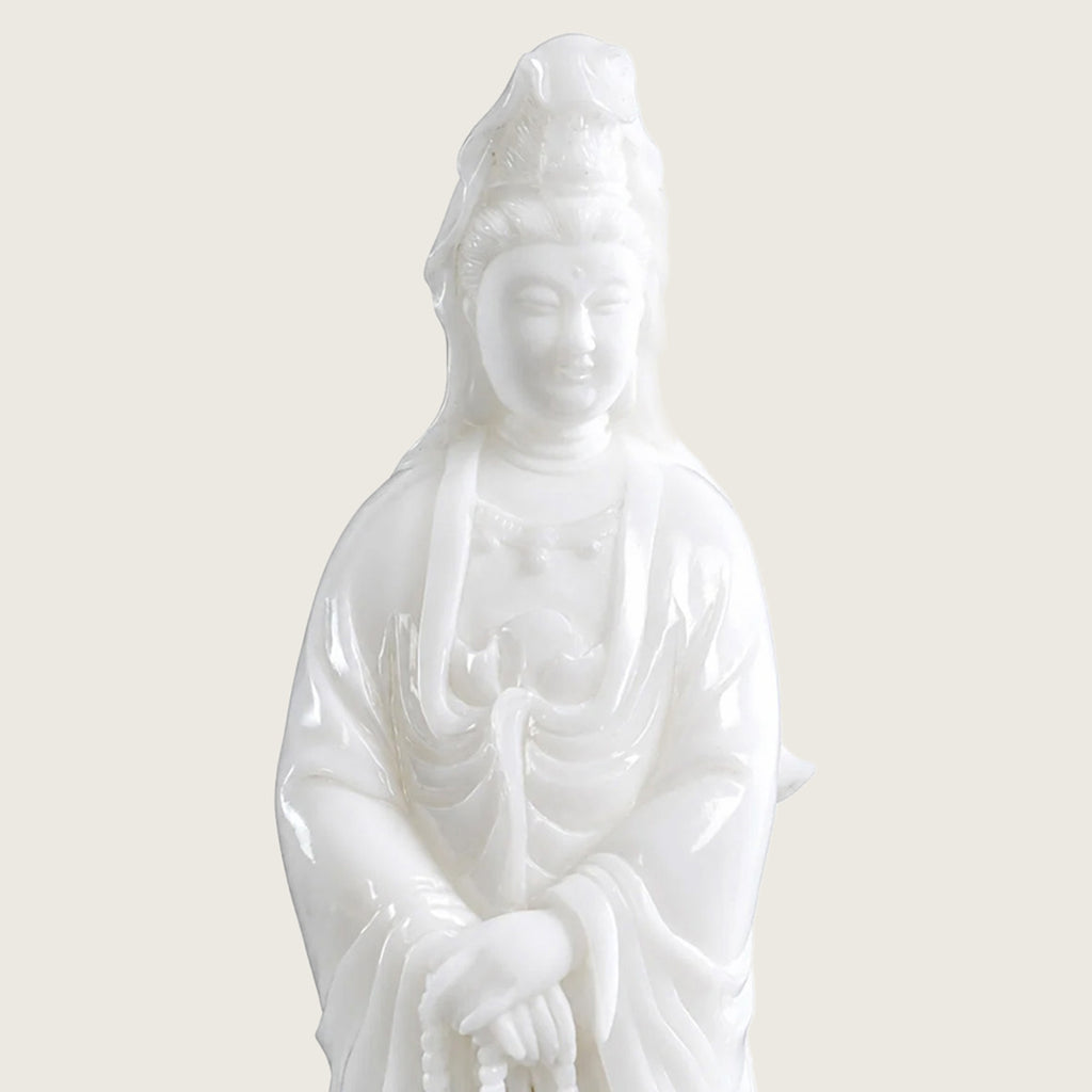 12.0" White Jade Crystal Kwan-Yin Carving  #CTC0026