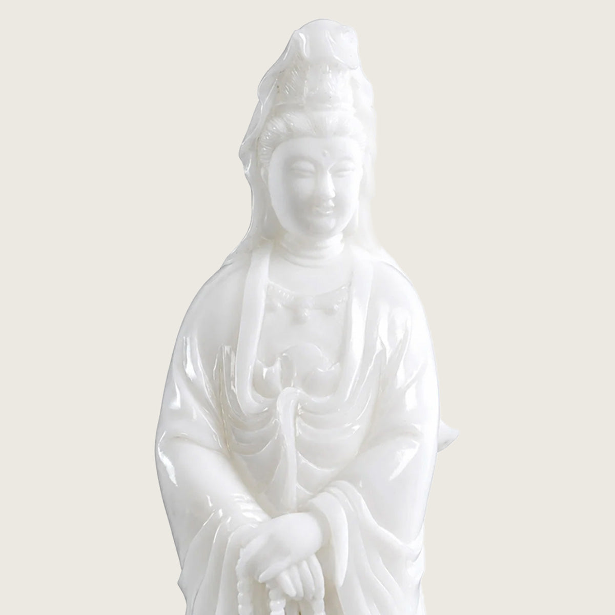 12.0" White Jade Crystal Kwan-Yin Carving  #CTC0026