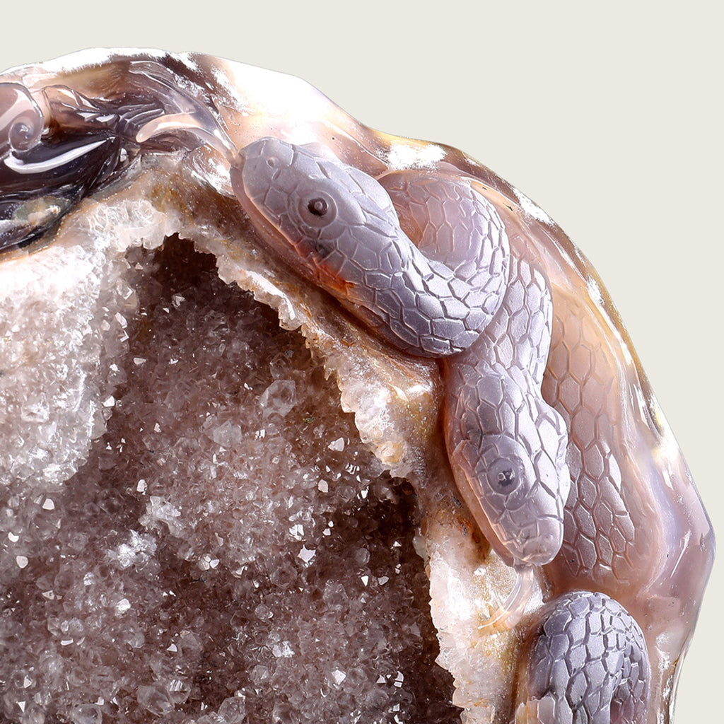 6.7" Druzy Agate Geode Carving  #GDC0003