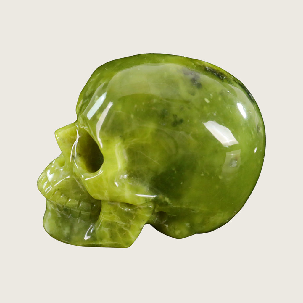 3.0" Xiuyan Jade Crystal Skull Carving  #SKH30067