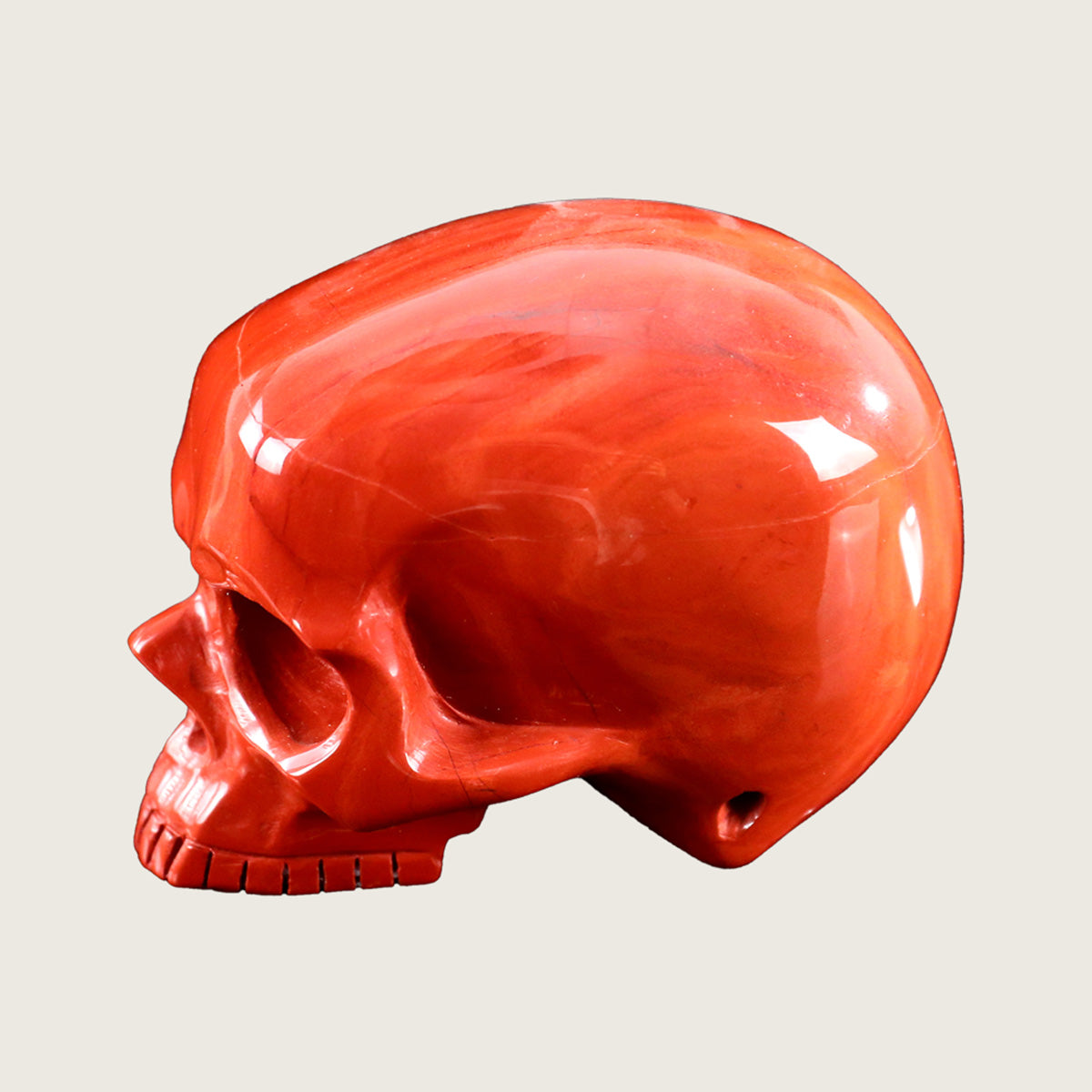 4.1" Red Jasper Jawless skull Carving  #CSC0016