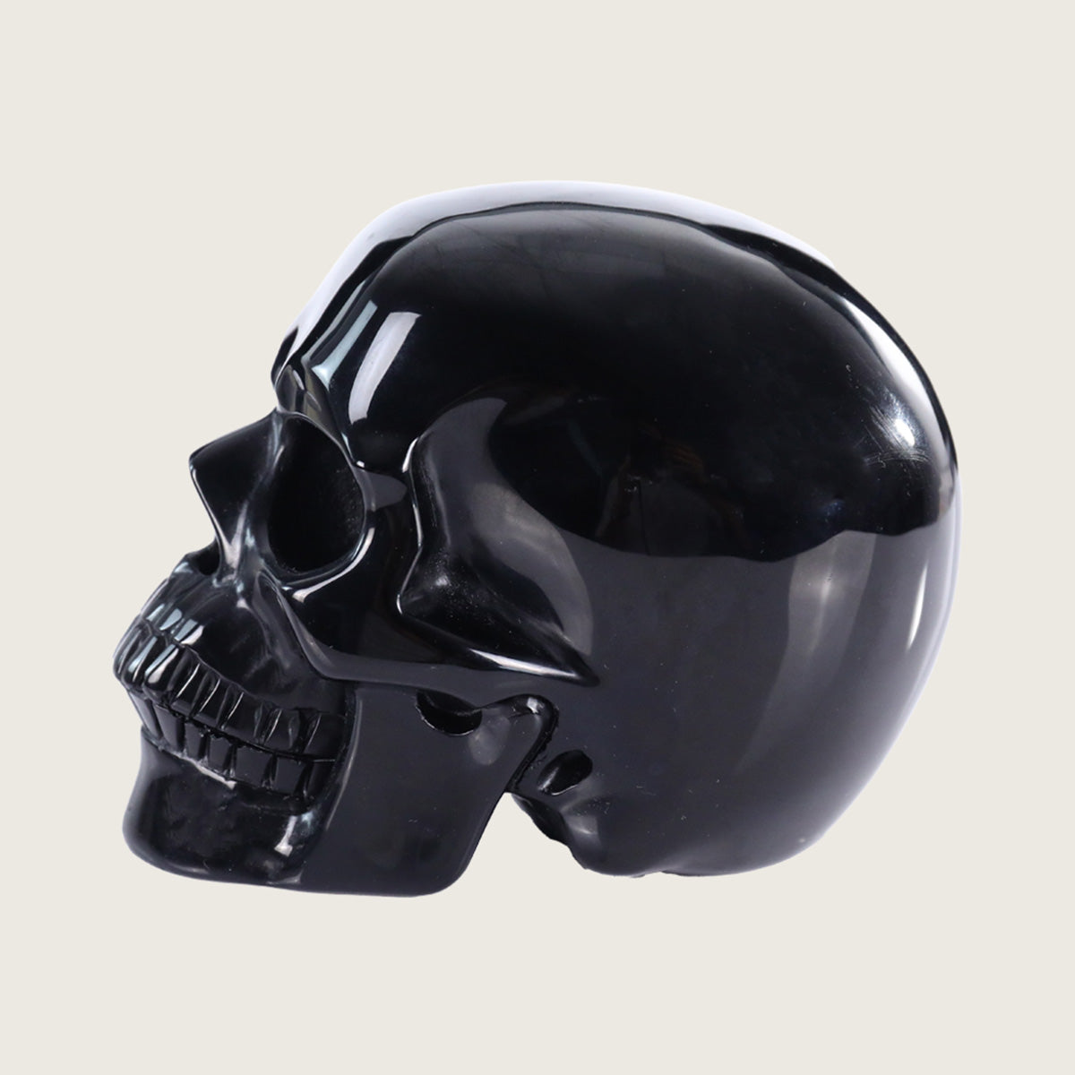 3.0" Black Obsidian Human Skull Carving  #SKH30025