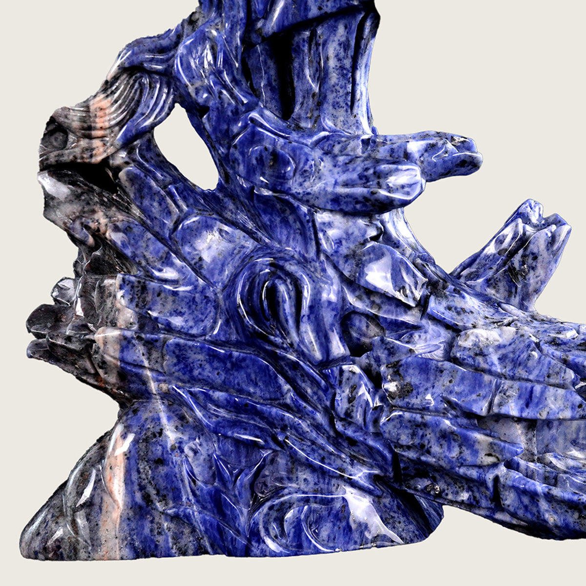 9.7" Sodalite Horse Head & Tree Stump Carving  #CTC0006