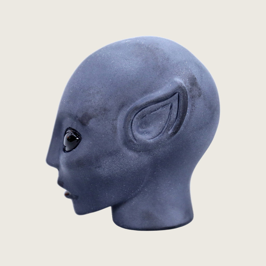3.5" Black Obsidian Elf Alien Skull Carving  #CSC0001