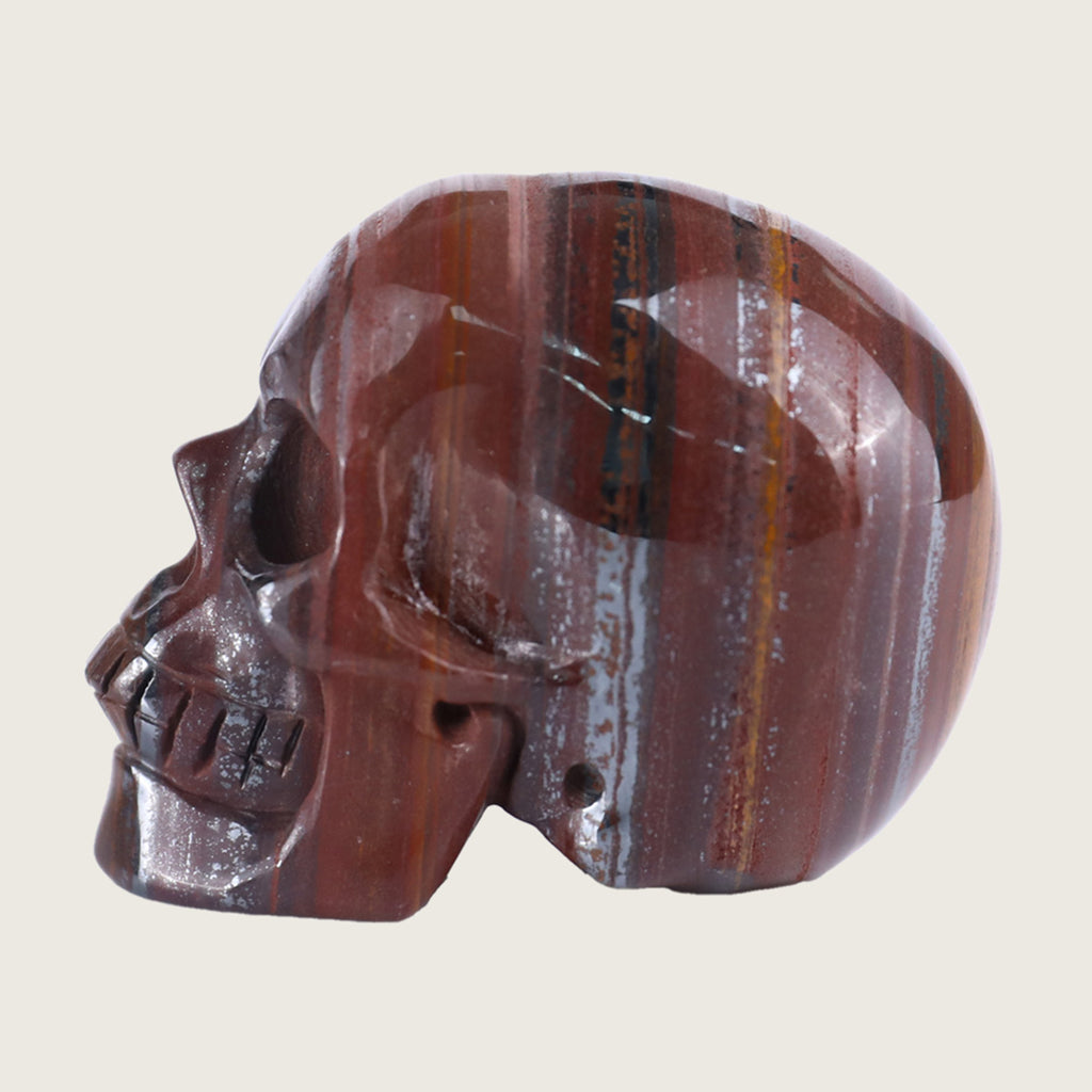 2.2" Tiger Iron Human Skull Carving  #SKH22013