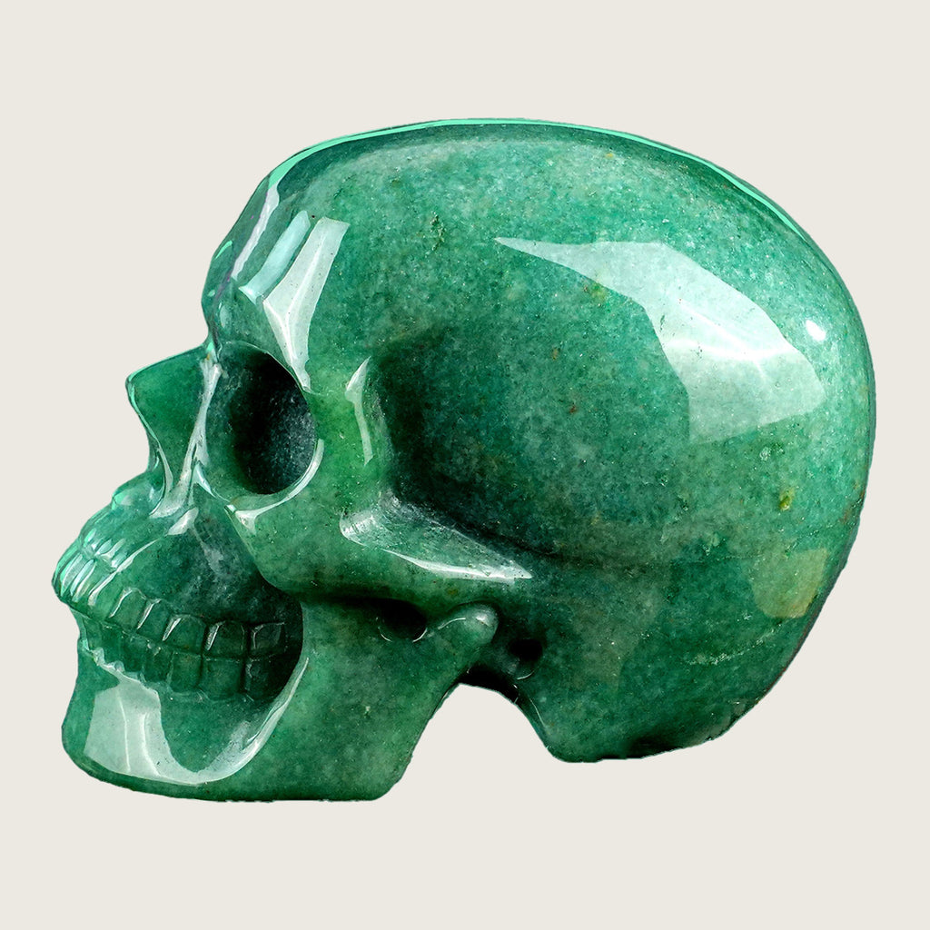 4.5" Green Aventurine Crystal Skull Carving  #SKHGA4501