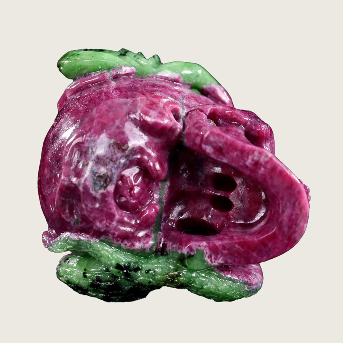 2.9" Ruby + Emerald Snake & Skull Carving  #SCS0002
