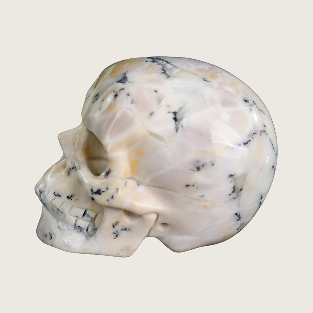 2.2" White Opal Crystal Skull Carving  #SKH22066