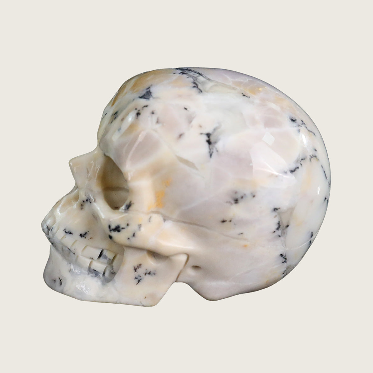 2.2" White Opal Crystal Skull Carving  #SKH22066