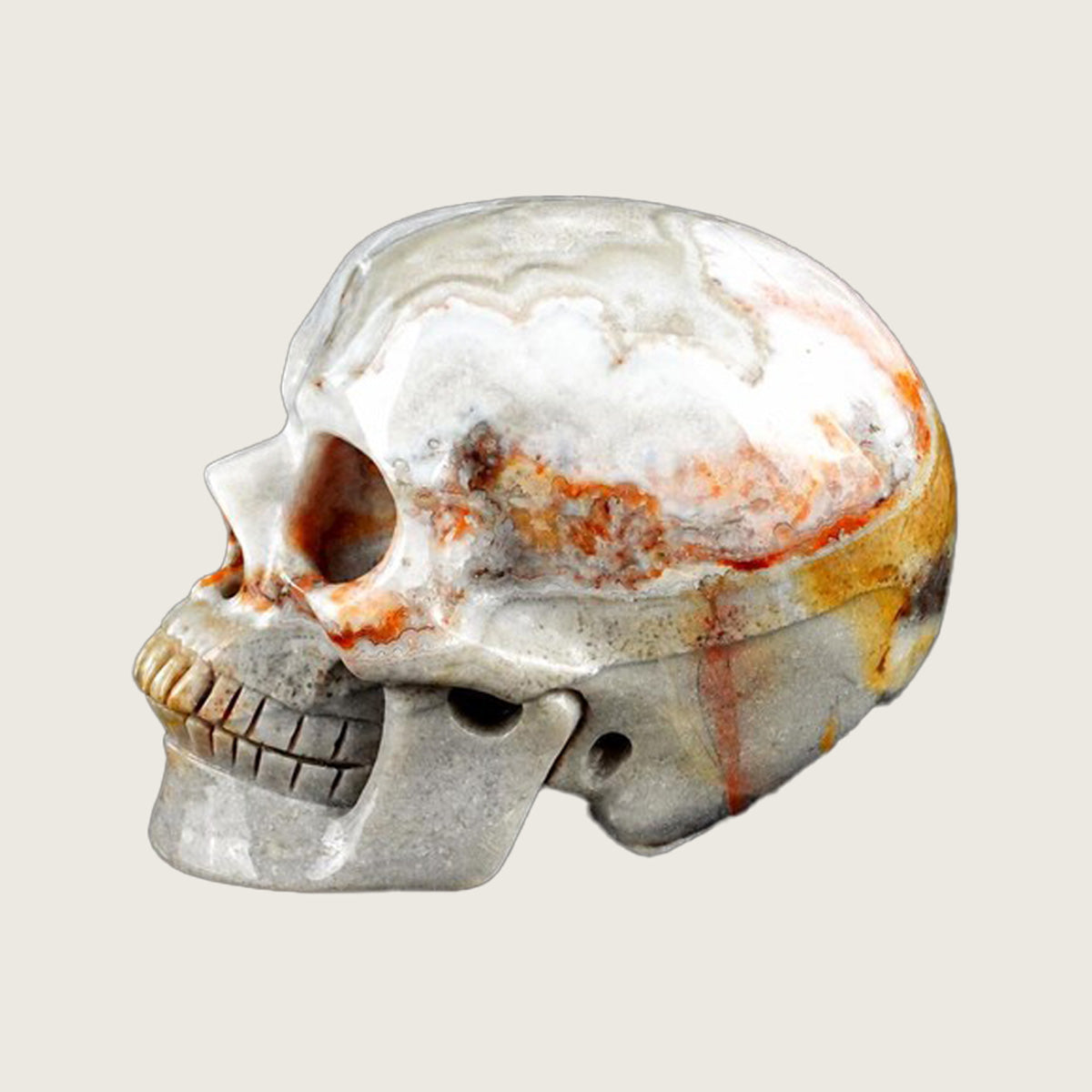 3.0" Red Lace Agate Crystal Skull Carving  #SKH30080