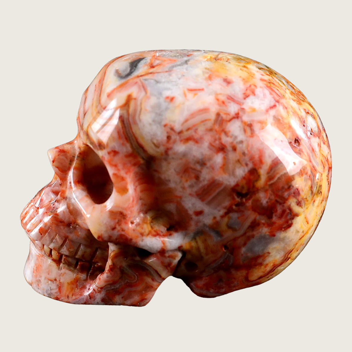 2.2" Crazy Agate Human Skull Carving  #SKH22002
