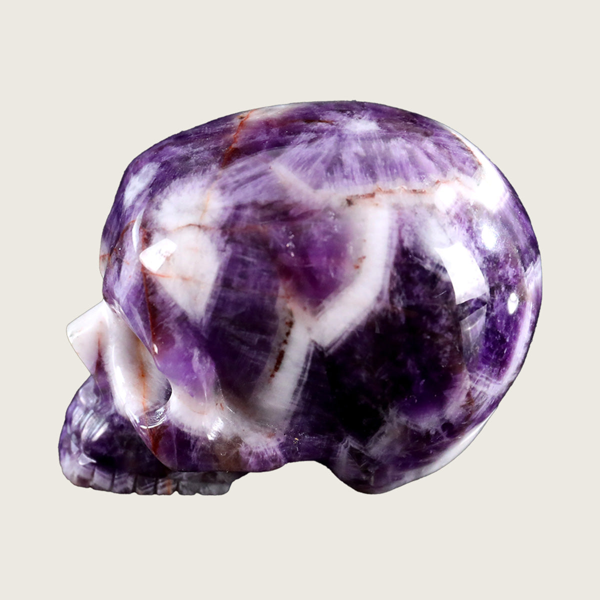3.0" Chevron Amethyst Jawless skull Carving  #CSC0013