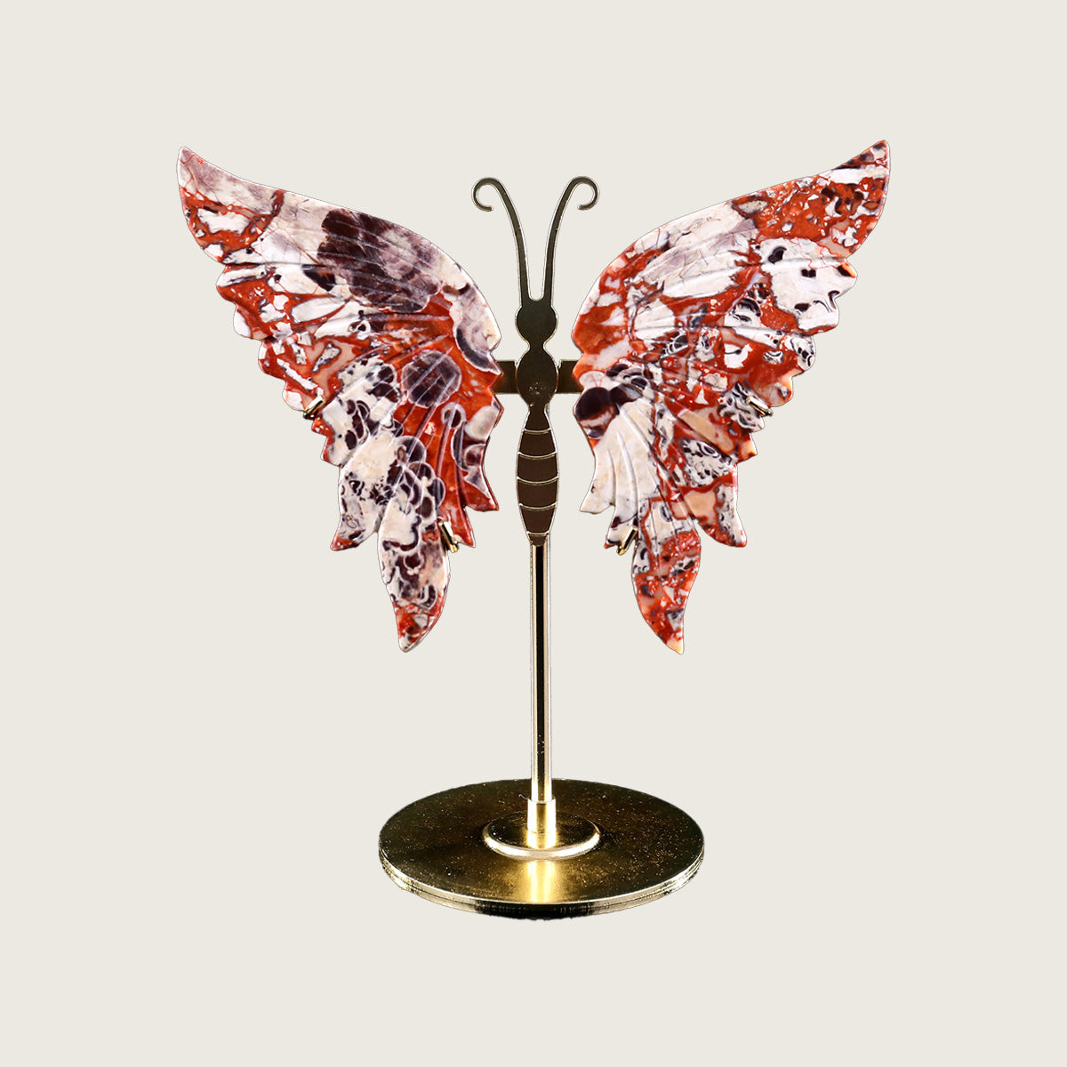 5.0" Coin Agate Butterfly Wings Carving  #CHA0004