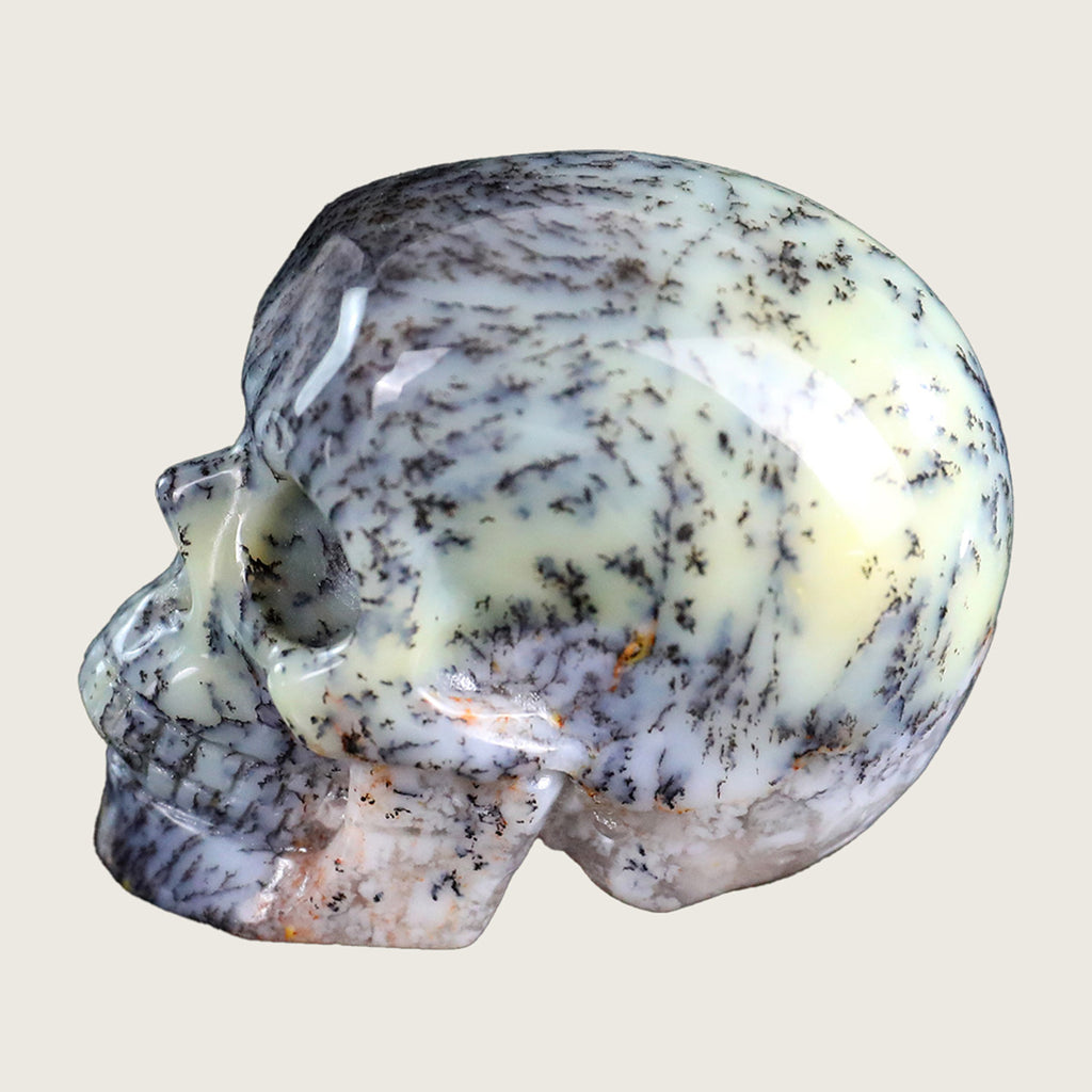 2.2" White Opal Human Skull Carving  #SKH22008