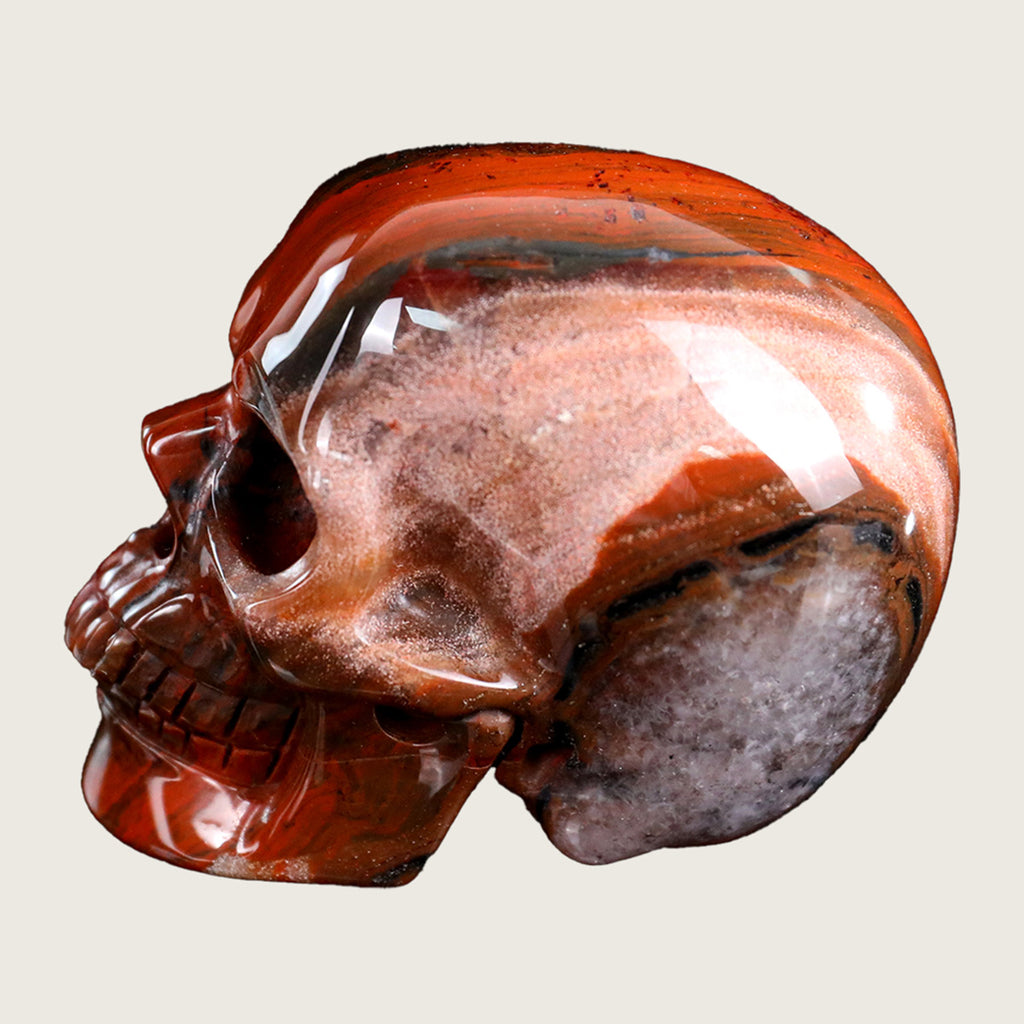 3.0" Red Jasper Human Skull Carving  #SKH30005