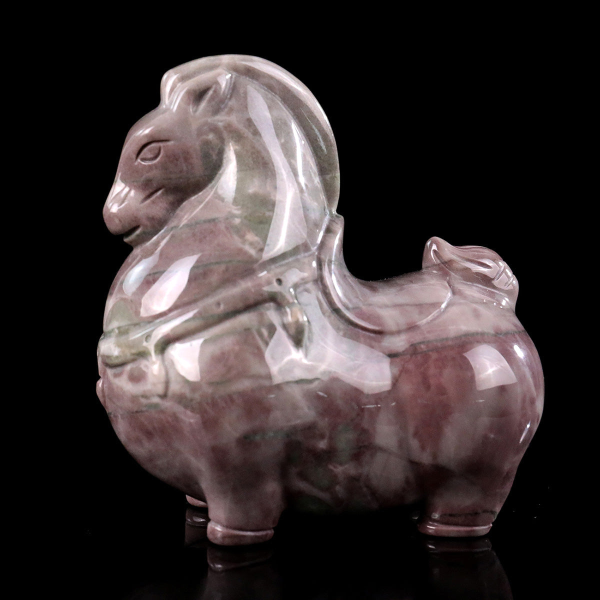 3.0" Jiulong Jade Tang Horse Carving  #CHA0024