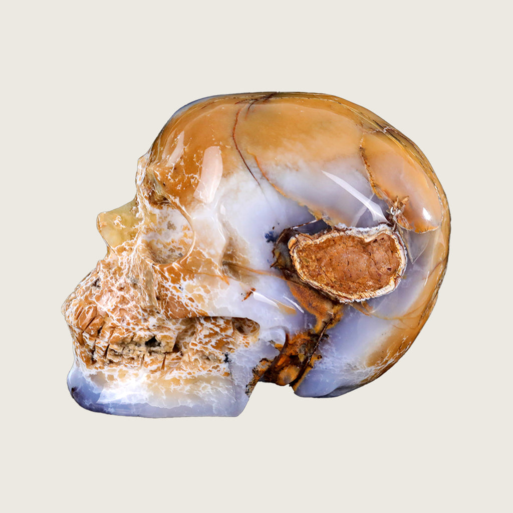 8.6" Chalcedony Crystal Skull Carving  #SCS0020