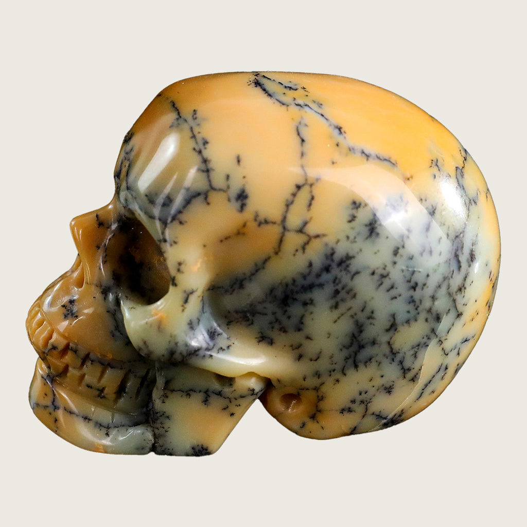 2.2" Yellow Opal Crystal Skull Carving  #SKHYO2201
