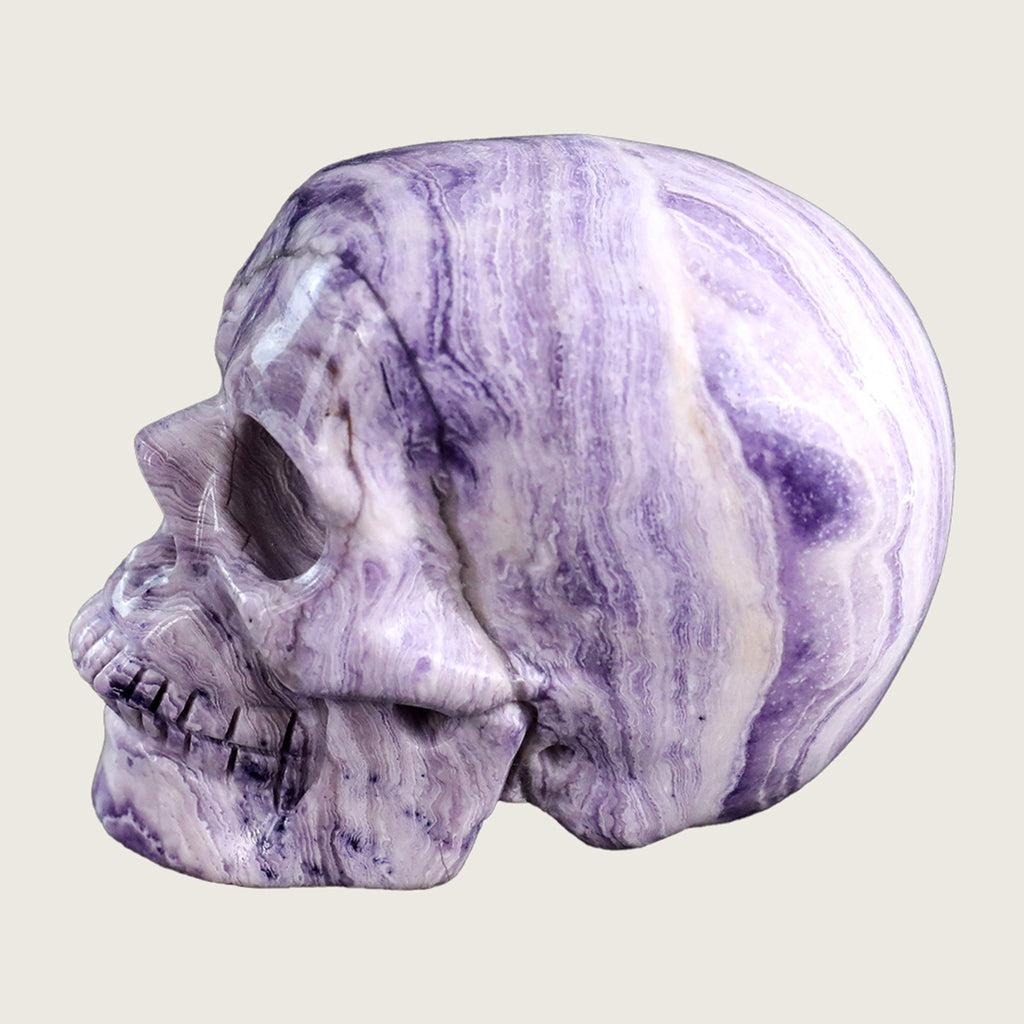 3.0" Purple Malachite Human Skull Carving  #SKH30007