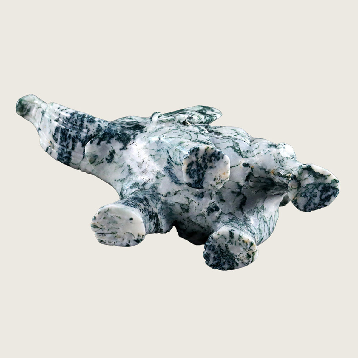 6.3" Moss Agate Elephant Carving  #CTC0019