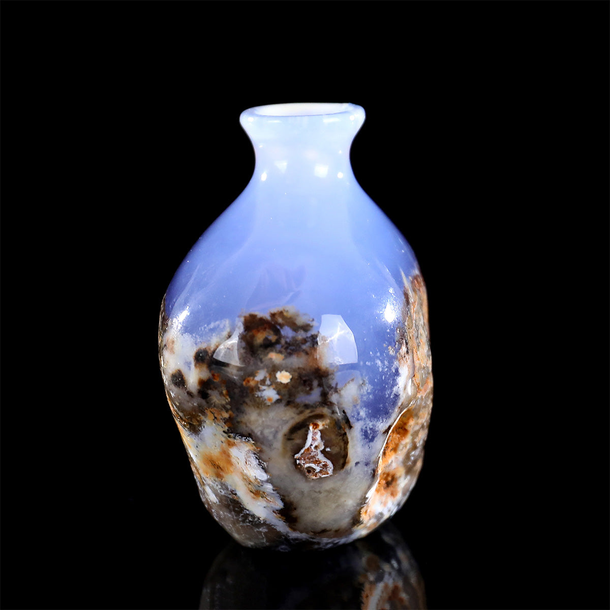 3.0" Blue Chalcedony Crystal Vase Carving  #CHA0038