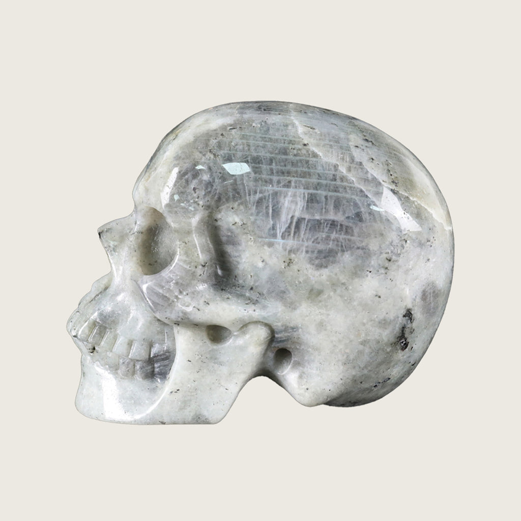 4.5" White Labradorite Crystal Skull Carving  #SKH45010