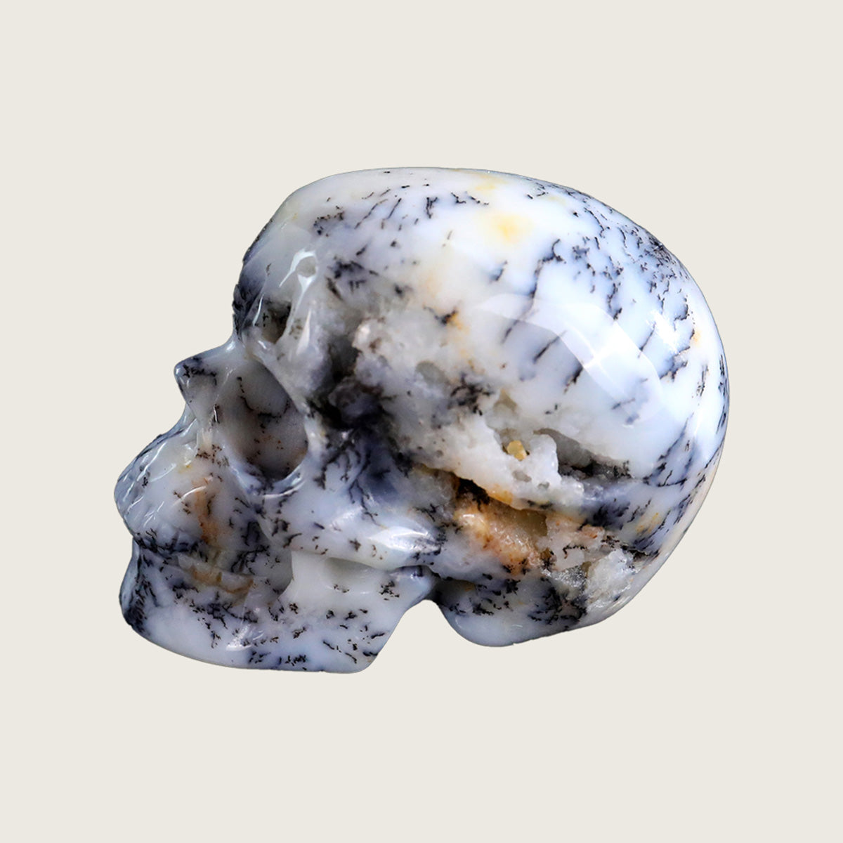 2.2" White Opal Crystal Skull Carving  #SKH22044