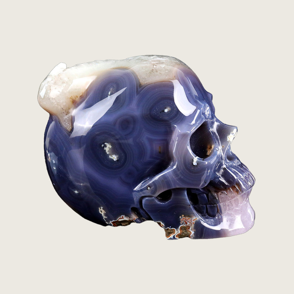 6.0" Geode Agate Crystal Skull Carving  #SCS0018