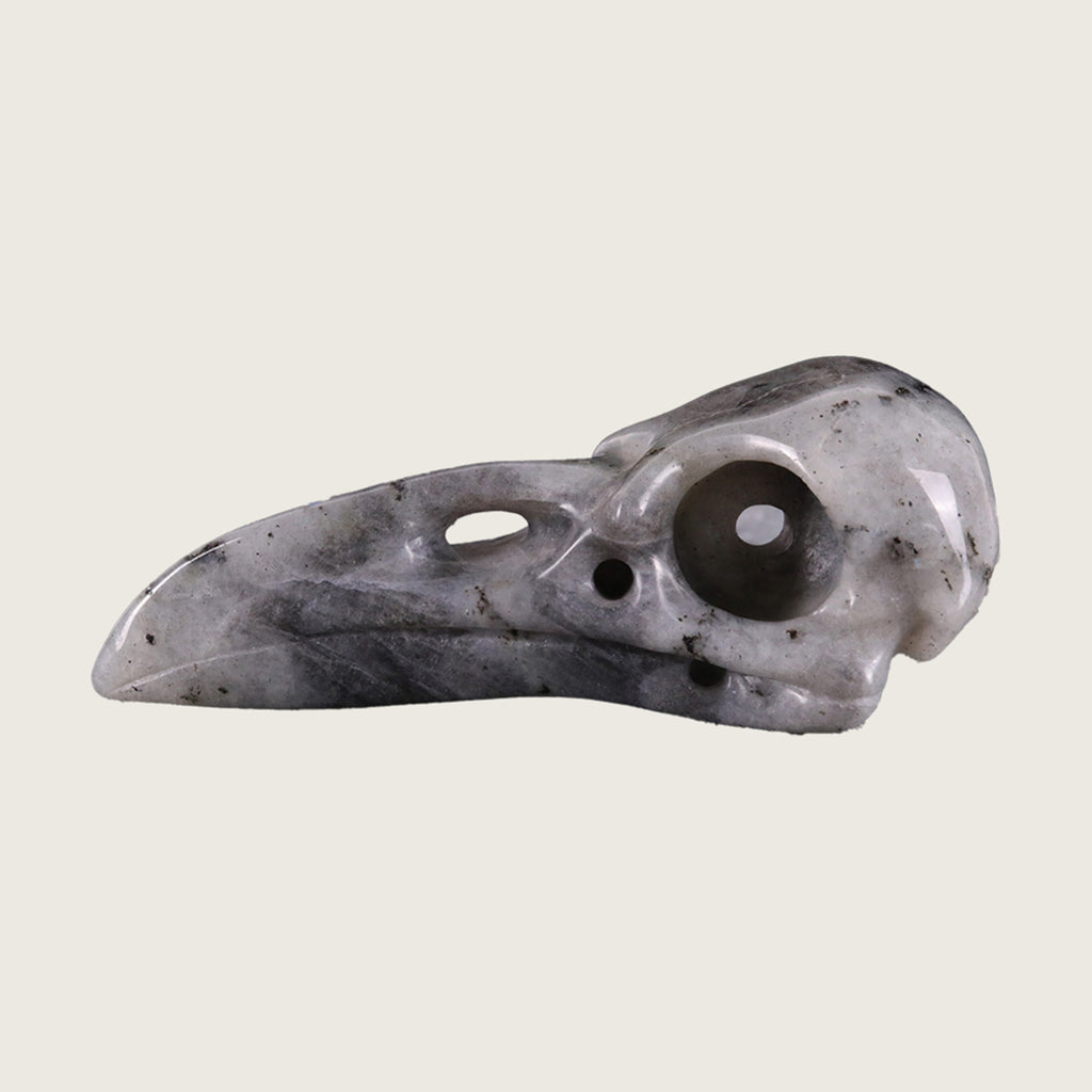 4.6" Labradorite Raven Skull Carving  #CSC0019