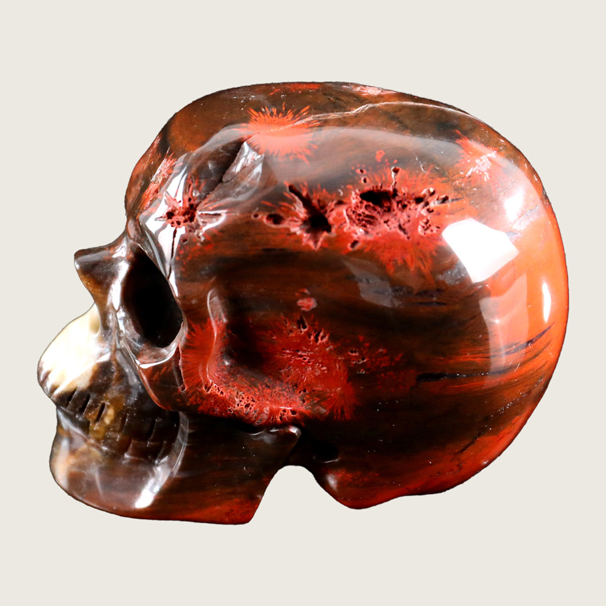 3.0" Red Jasper Human Skull Carving  #SKH30013