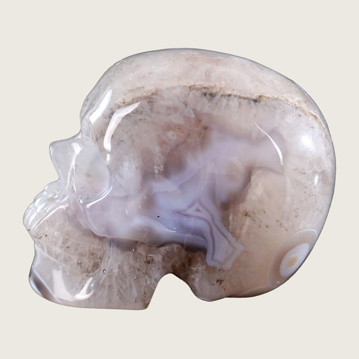 3.0" Red Crazy Lace Agate Human Skull Carving  #SKH30010