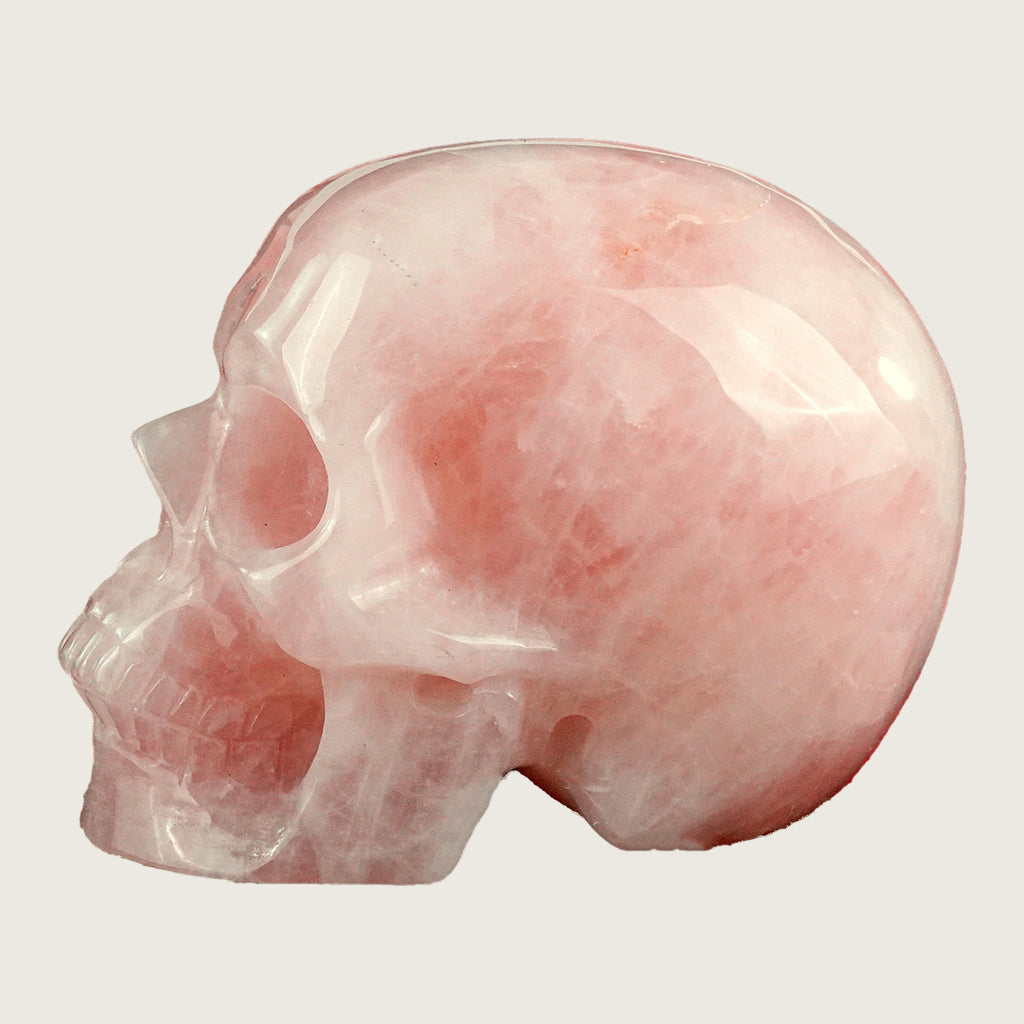 4.5" Rose Quartz Crystal Skull Carving  #SKHRQ4501
