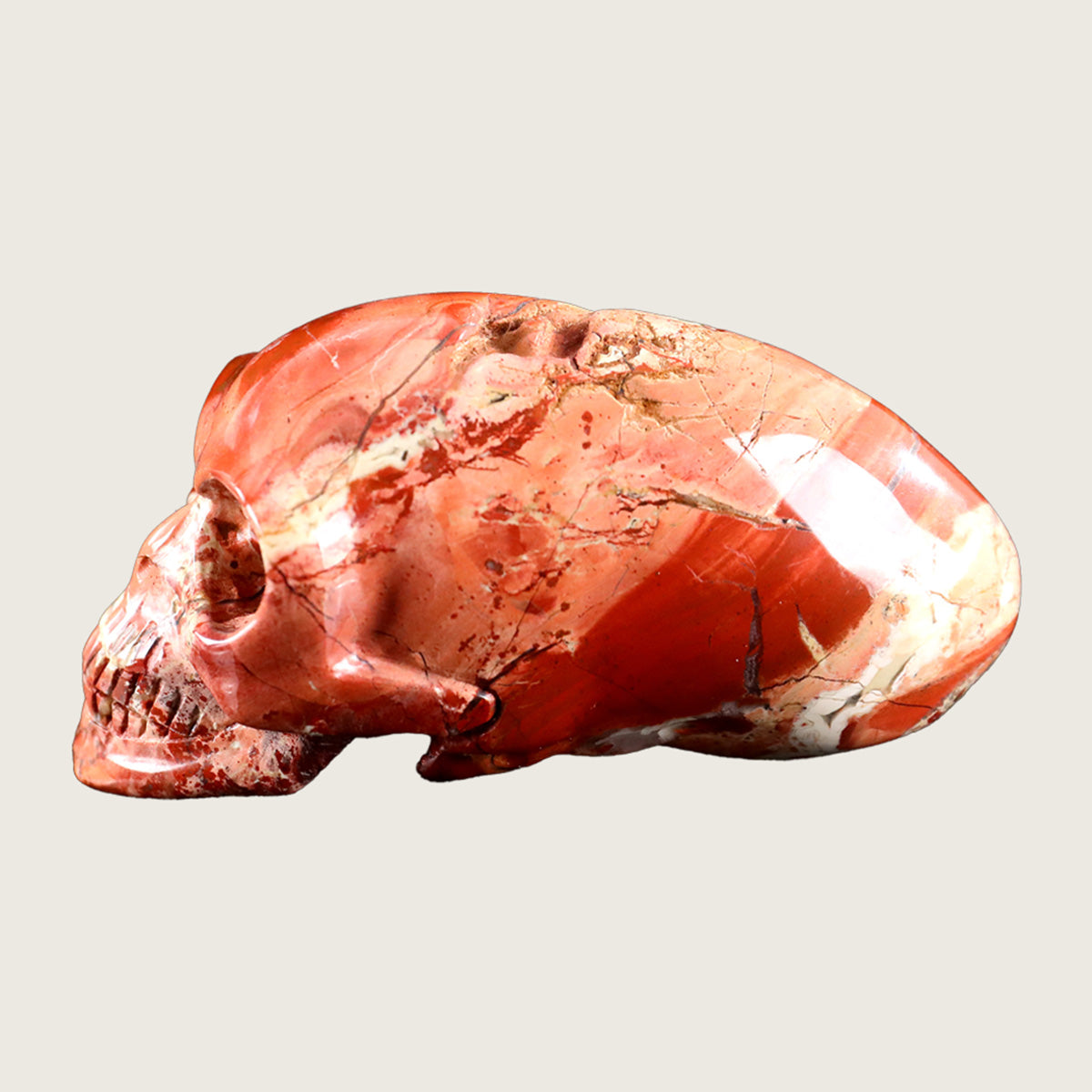 3.9" Red Jasper Maya Alien Skull Carving  #CSC0017