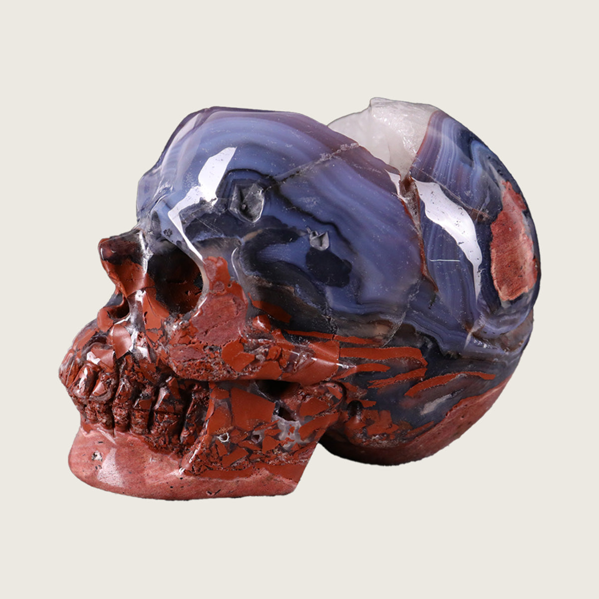 3.0" Volcanic Agate Human Skull Carving  #SKH30023