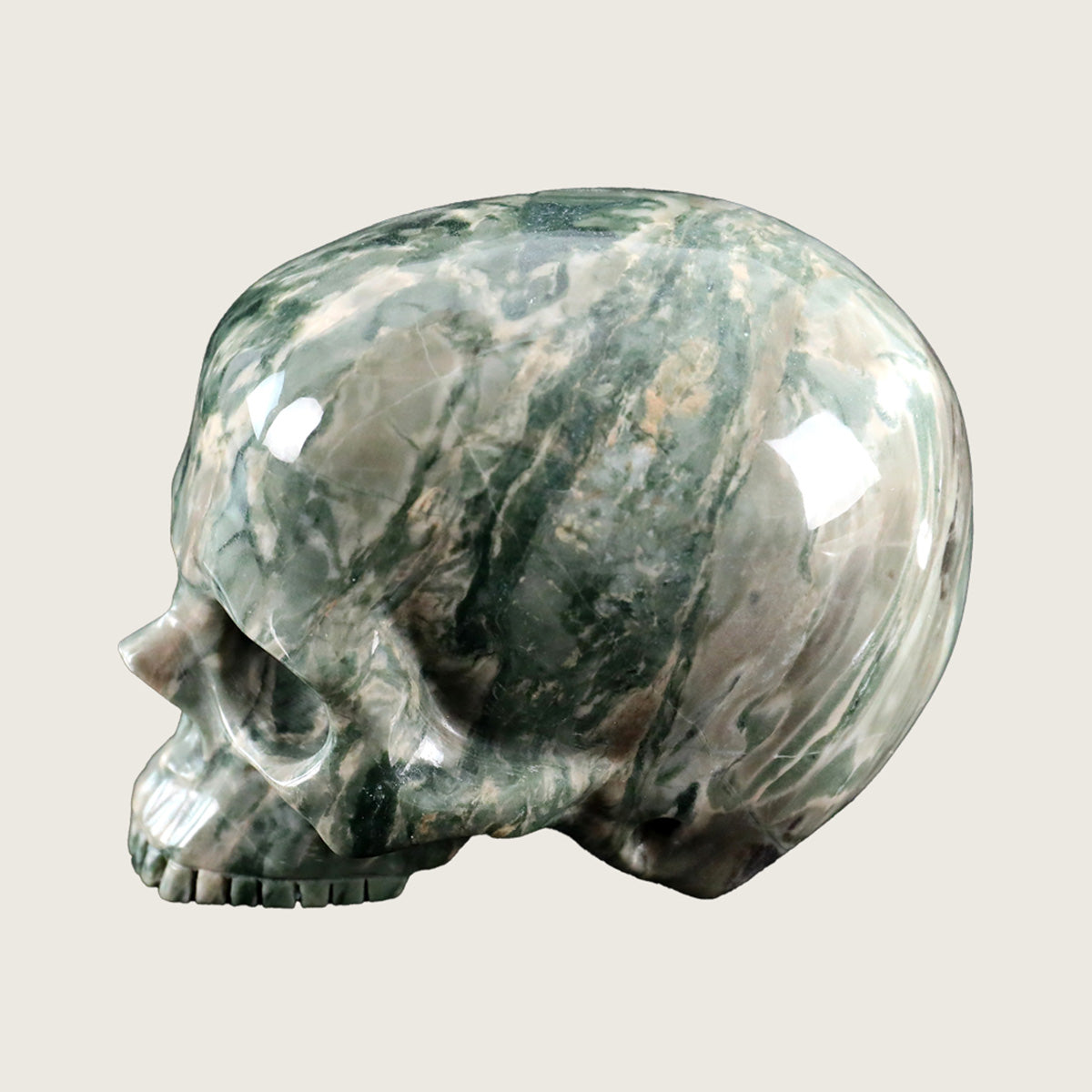 4.0" Nine Dragon Jade Jawless skull Carving  #CSC0015