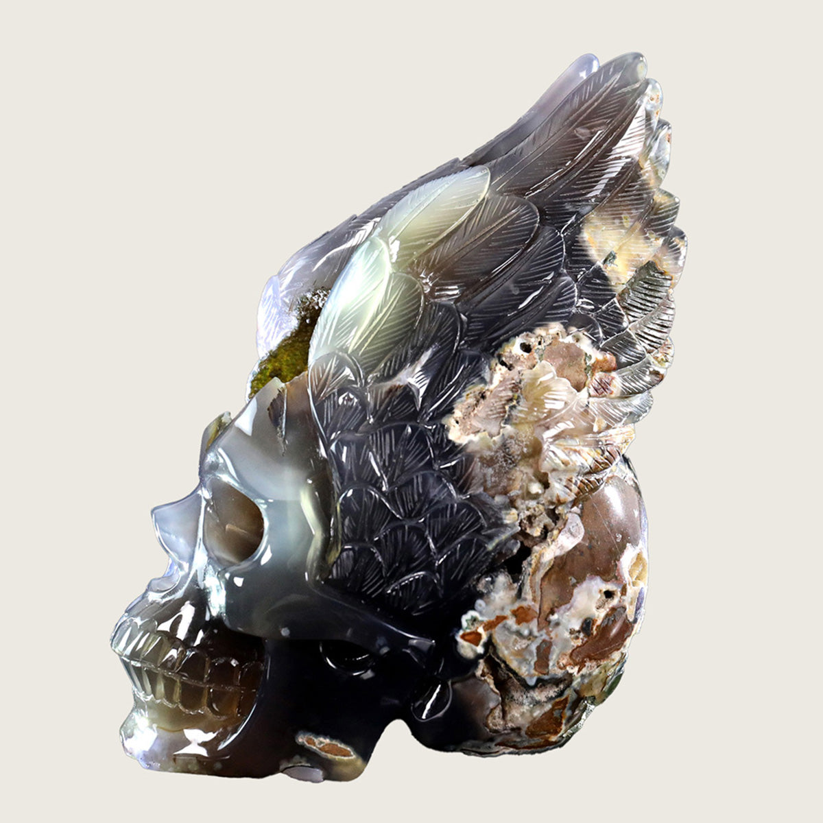 5.2" Geode Agate Huge Skull Carving  #SCS0006