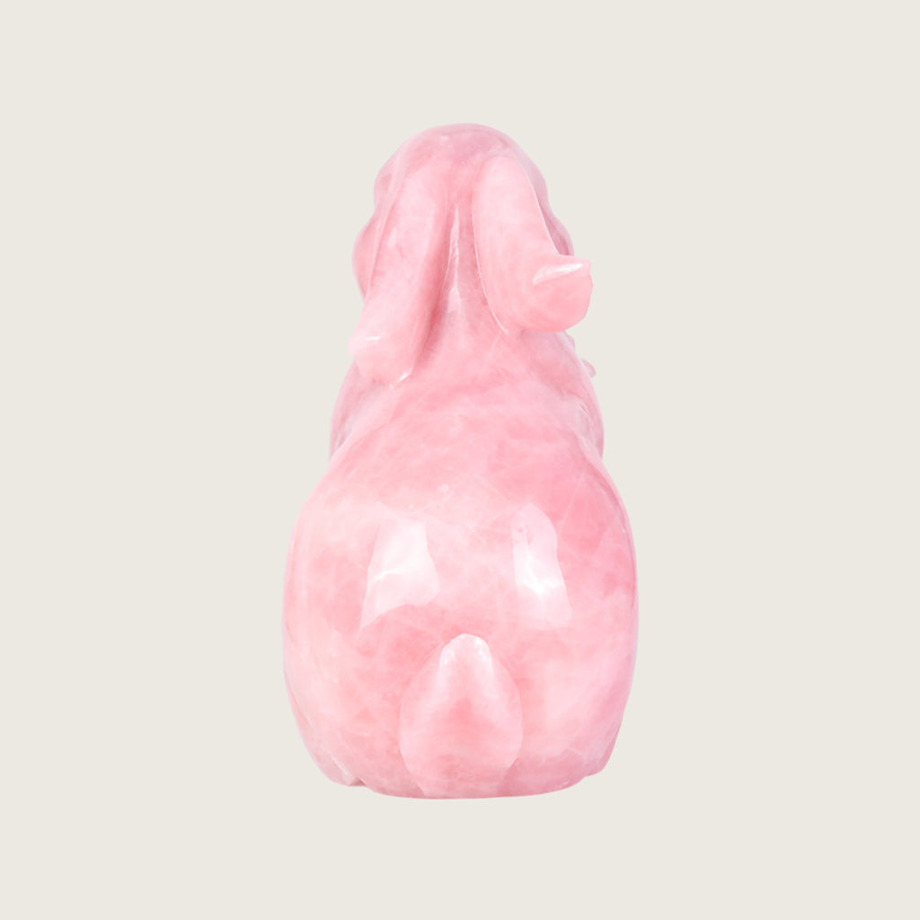 11.0" Rose Quartz Chubby Rabbit Carving  #CTC0048