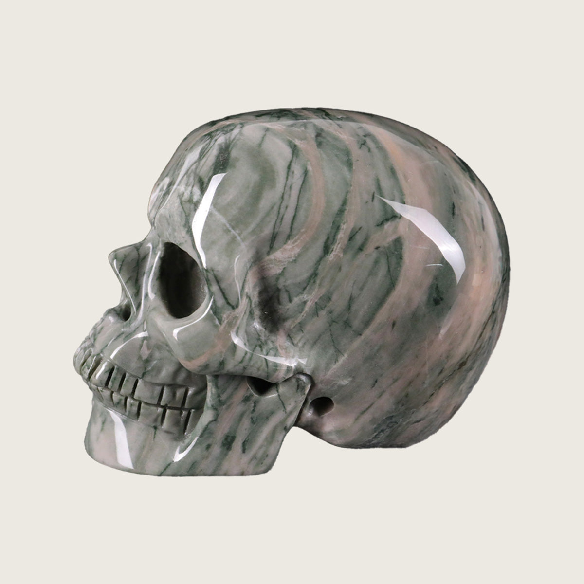 3.0" Jiulong Jade Crystal Skull Carving  #SKH30071
