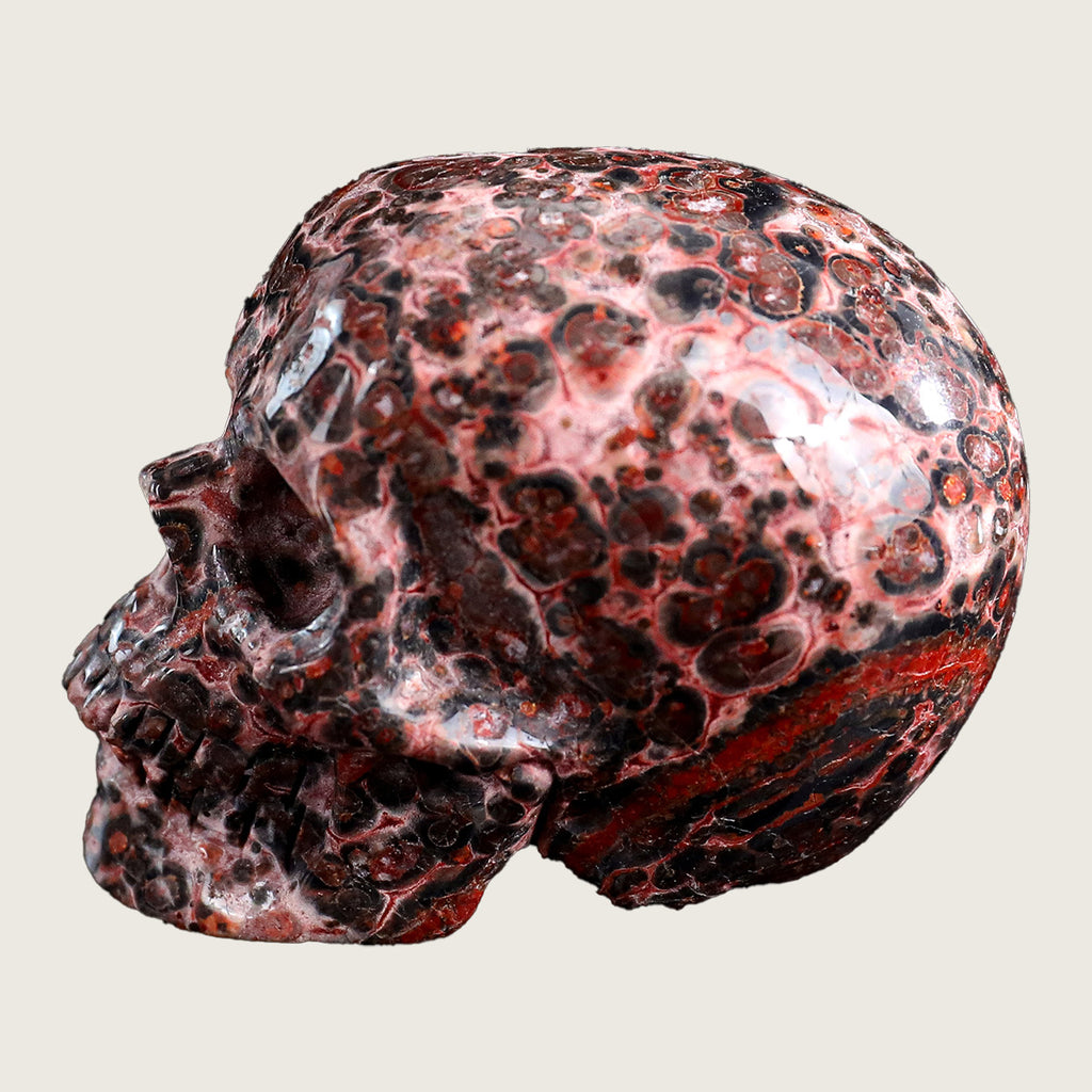 2.2" Leopard Skin Jasper Crystal Skull Carving  #SKHRLS2201