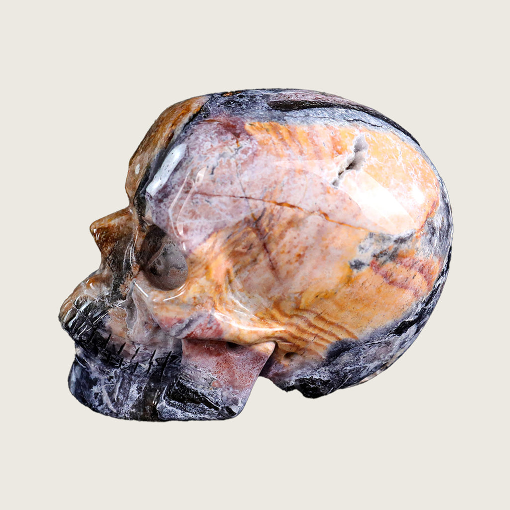 3.0" Crazy Agate Crystal Skull Carving  #SKH30027