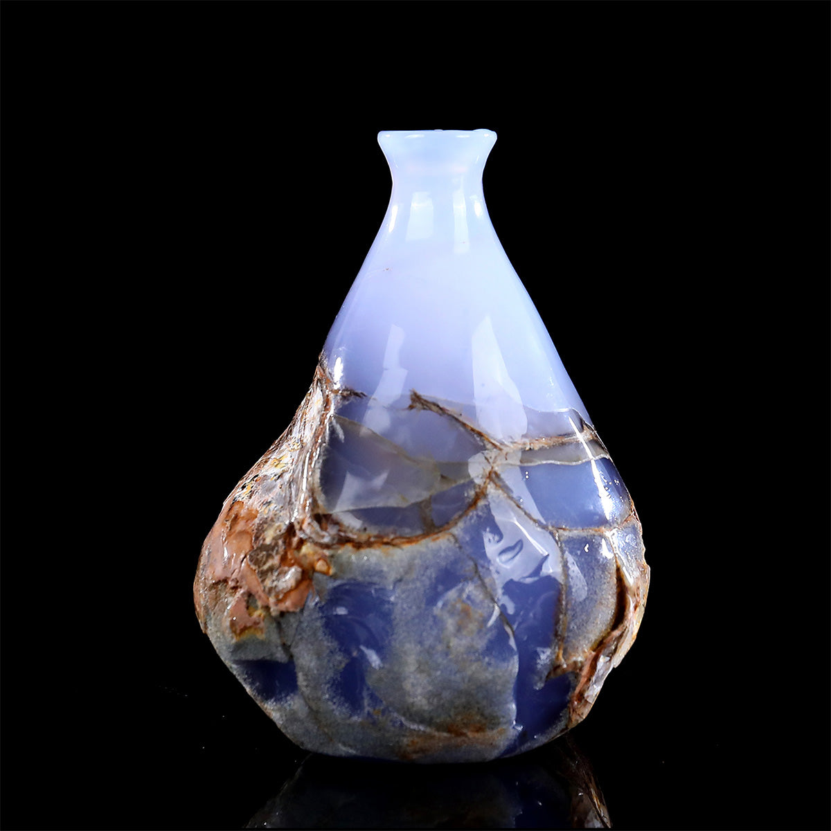 4.3" Blue Chalcedony Crystal Vase Carving  #CHA0035