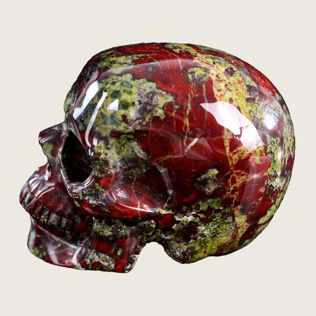 3.0" Dragon Blood Jasper Crystal Skull Carving  #SKHDB3001