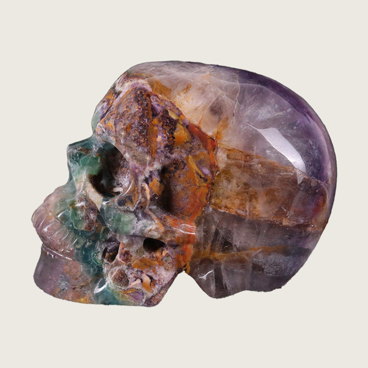 3.0" Fluorite Human Skull Carving  #SKH30022