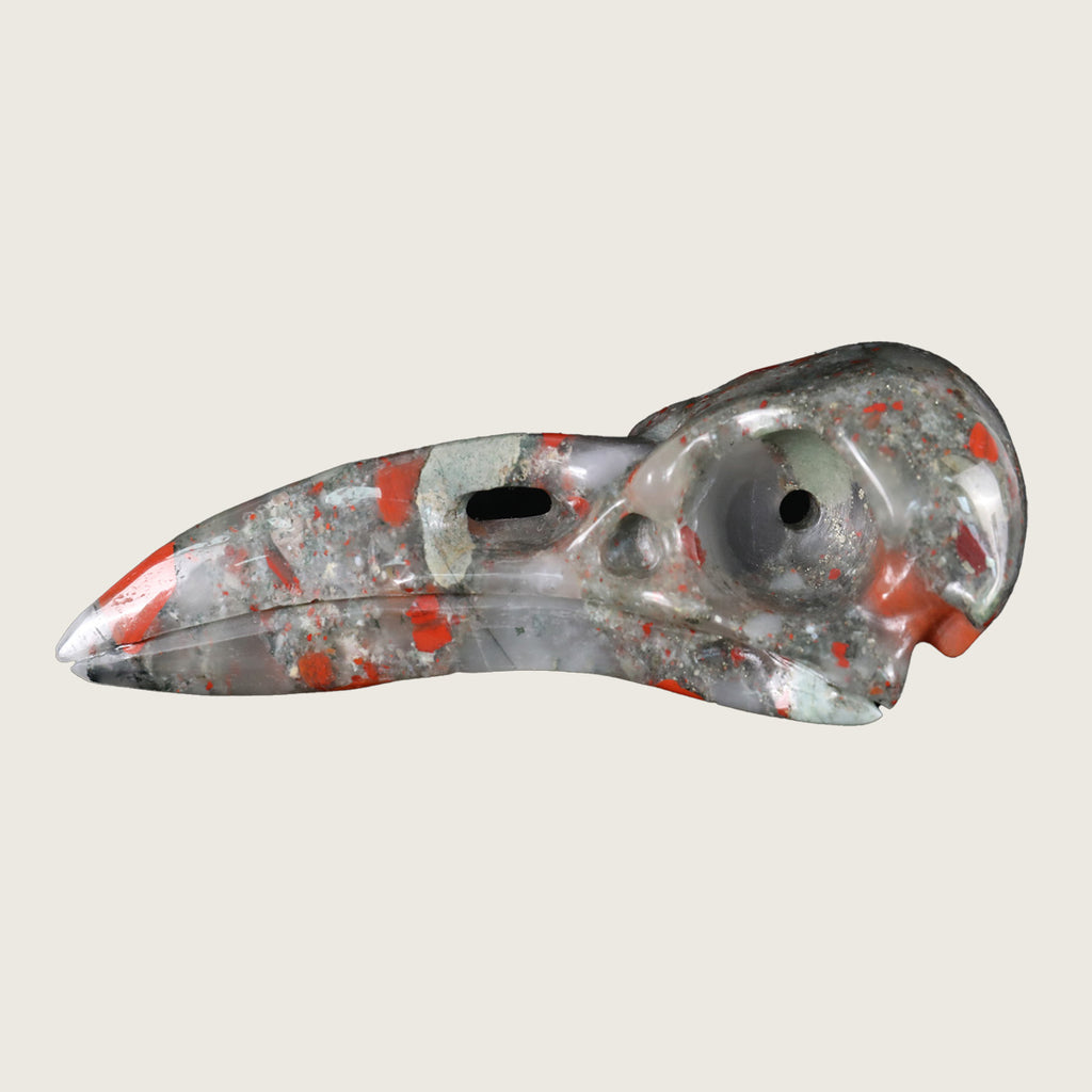 4.6" African Bloodstone Raven Skull Carving  #CSC0011