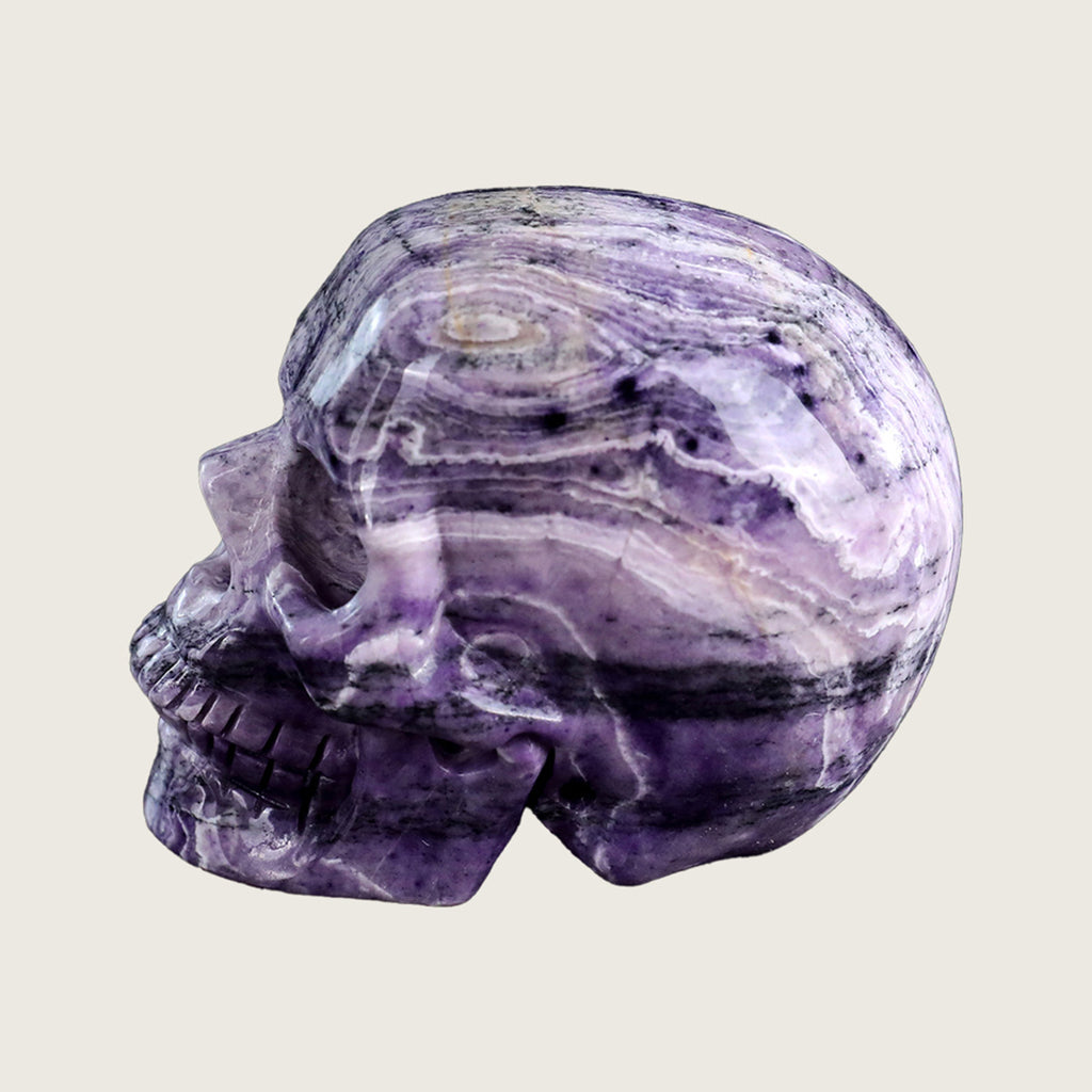 3.0" Purple Malachite Crystal Skull Carving  #SKH30030