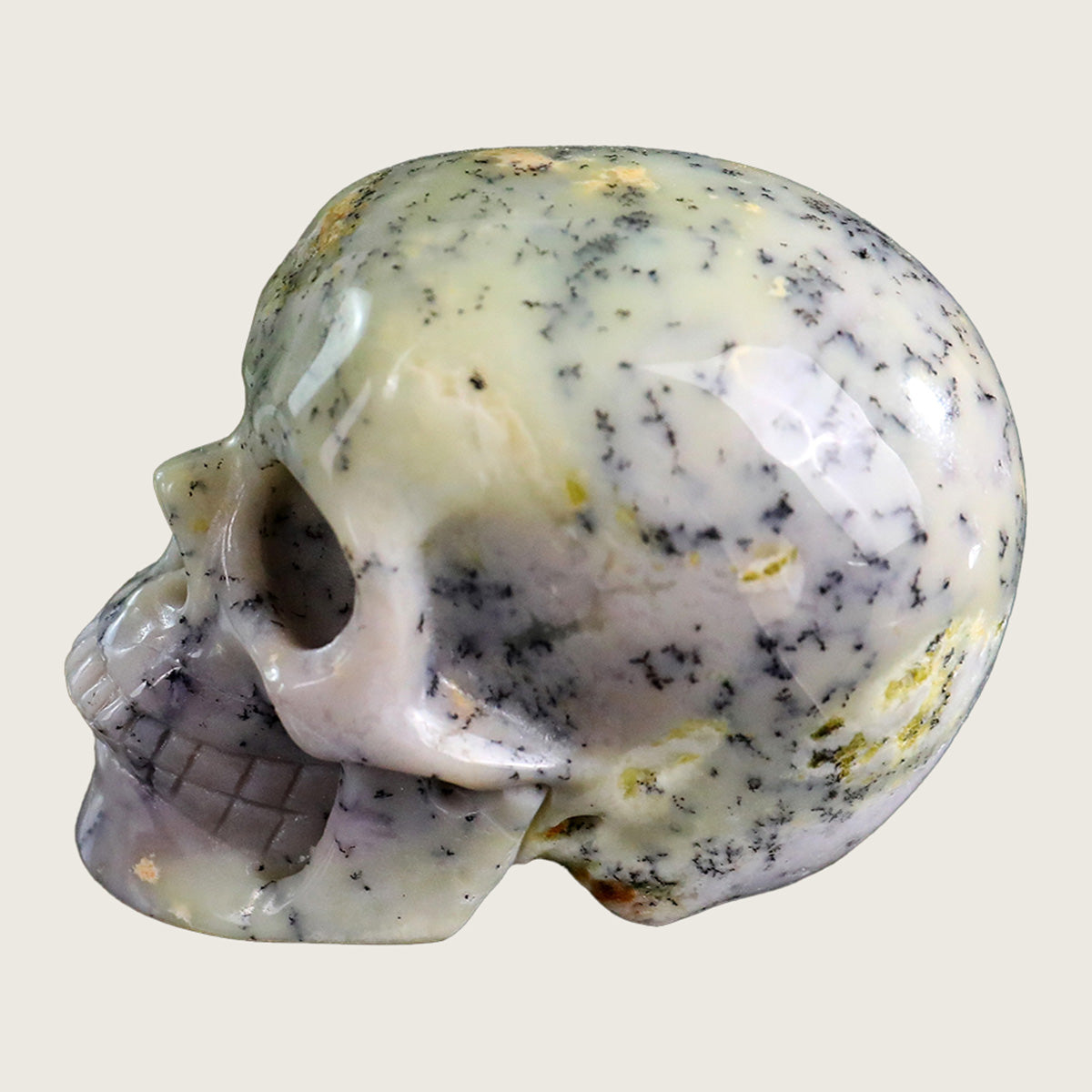 2.2" White Opal Human Skull Carving  #SKH22006