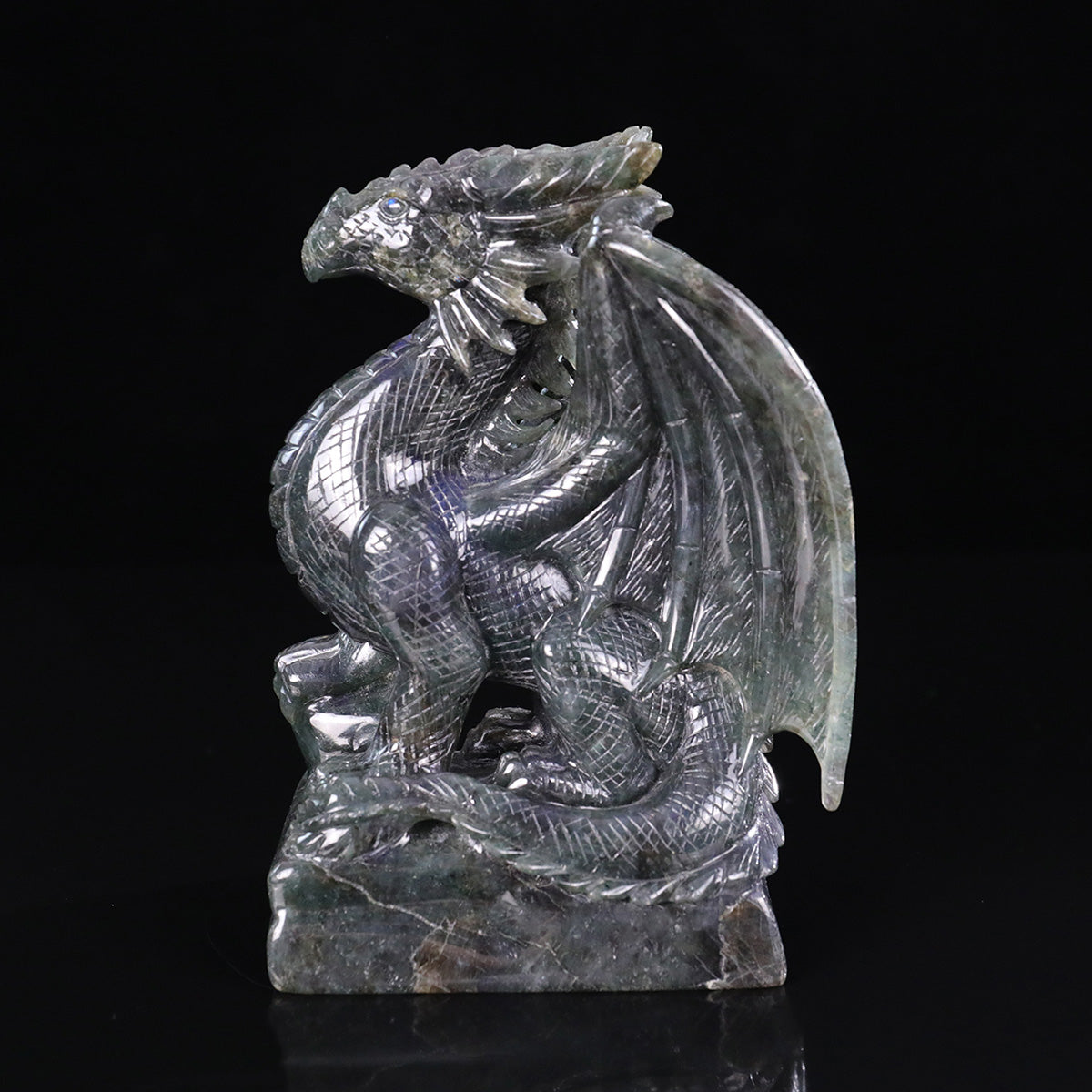 4.0" Blue Labradorite Pterosaur Carving  #CTC0066