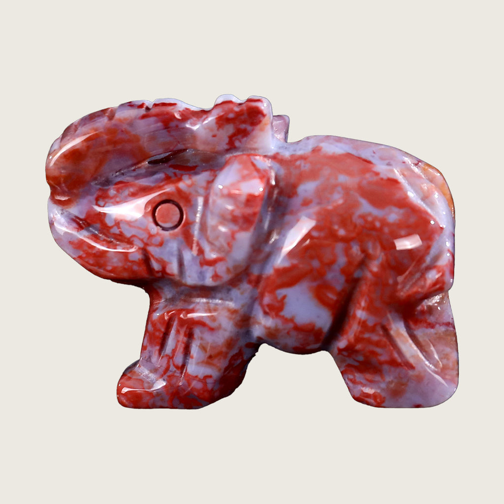 2.0" Red Agate Elephant Carving  #CHA0007
