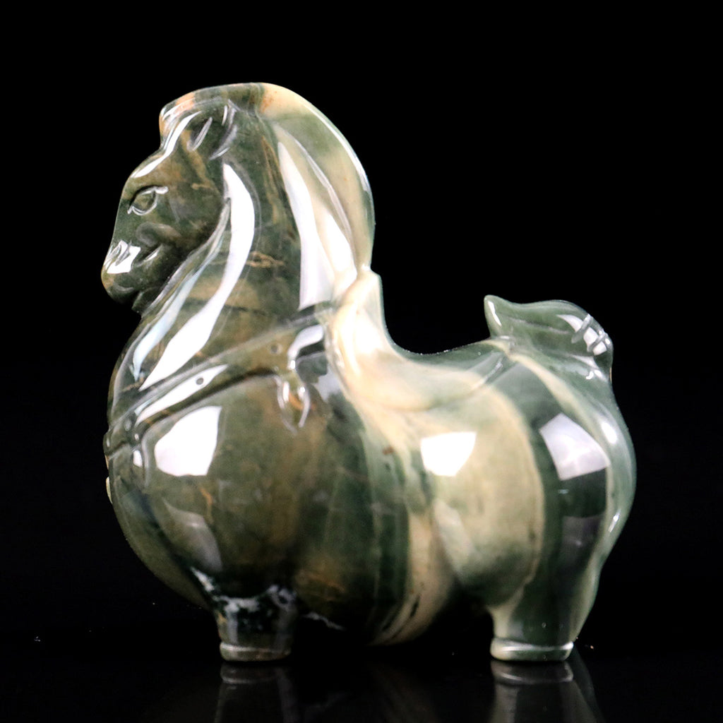 3.0" Jiulong Jade Tang Horse Carving  #CHA0026