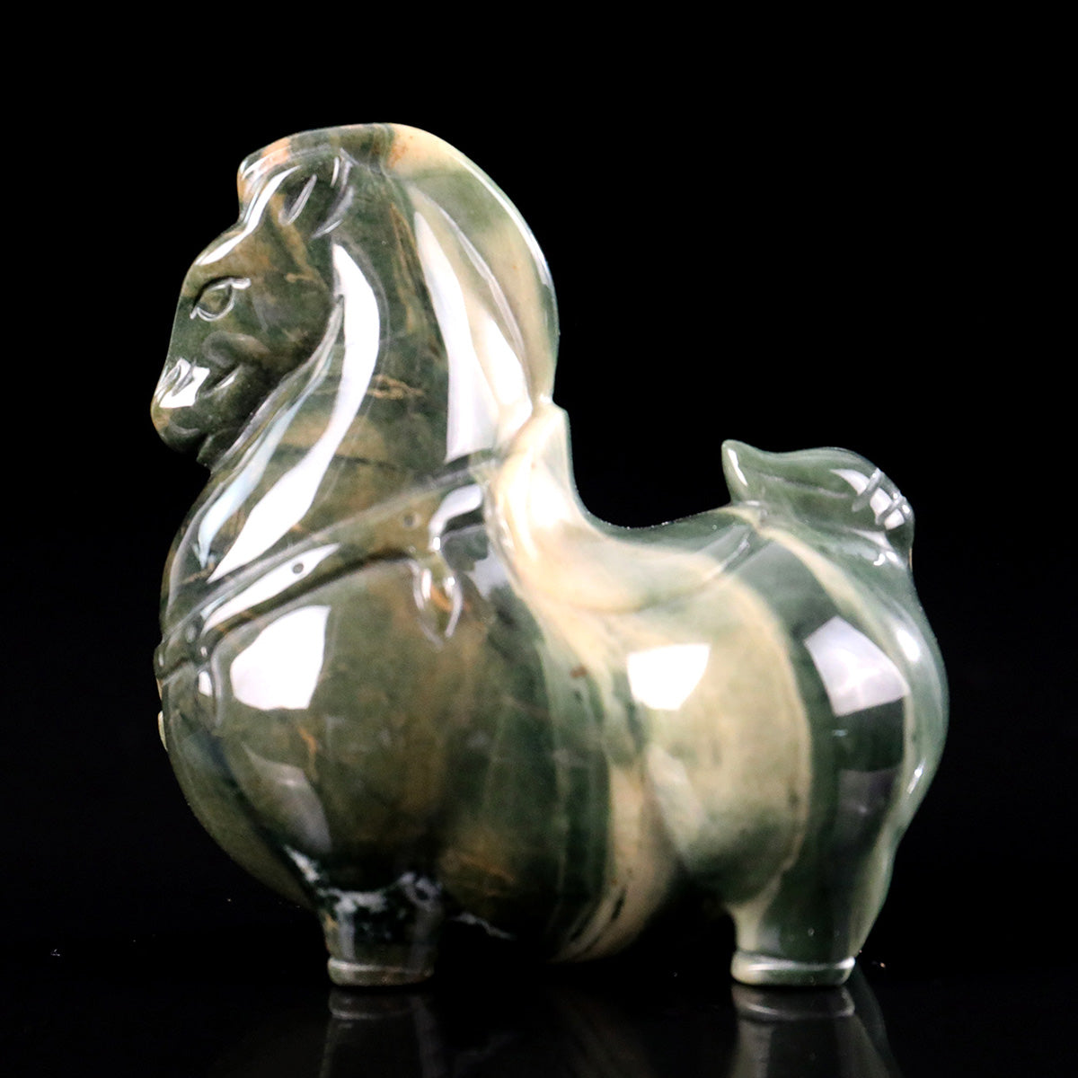 3.0" Jiulong Jade Tang Horse Carving  #CHA0026